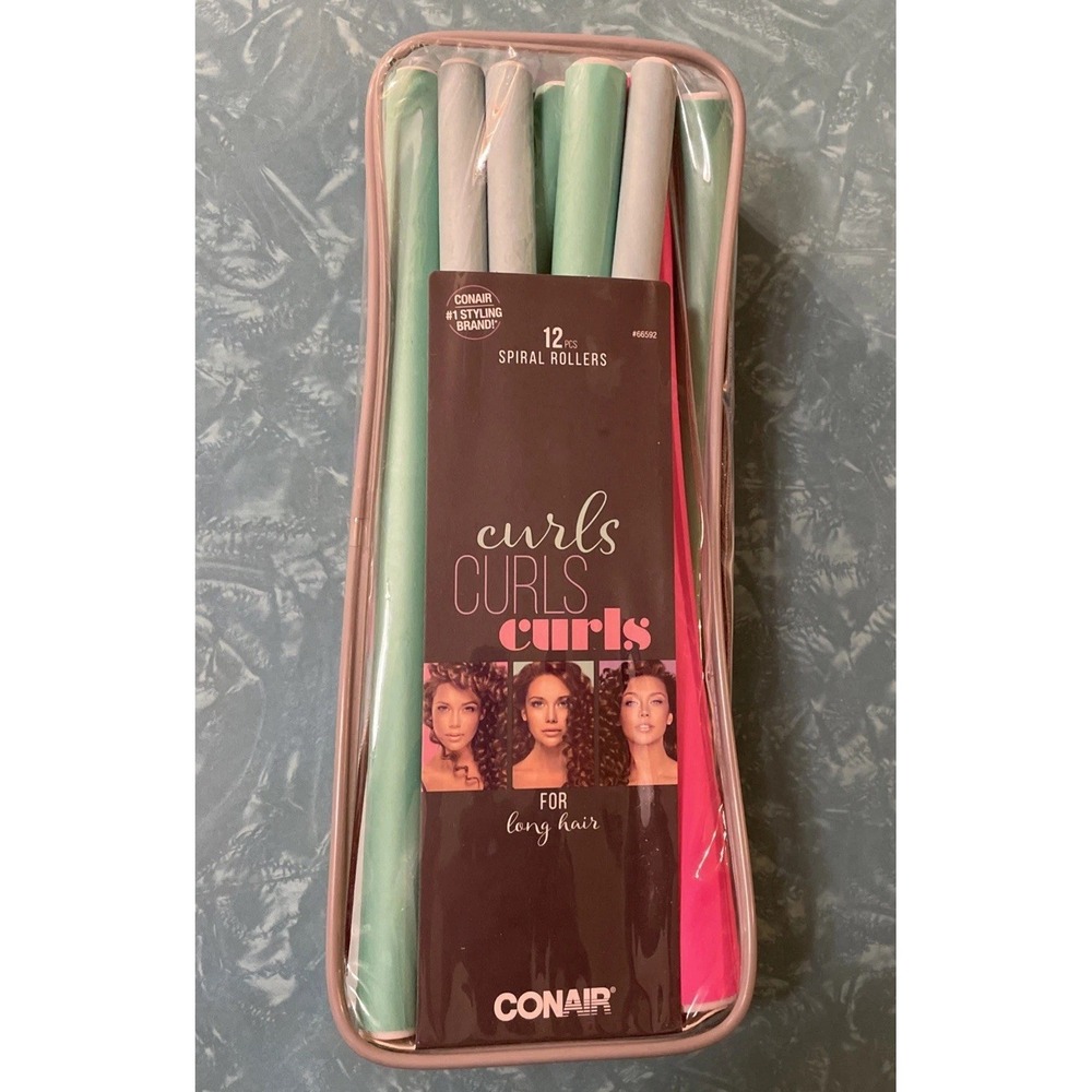 Conair Curls Curls Curls Long Hair Spiral Rollers, Assorted Colors, 12-Pieces